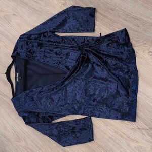 Navy blue velvet Wrap top